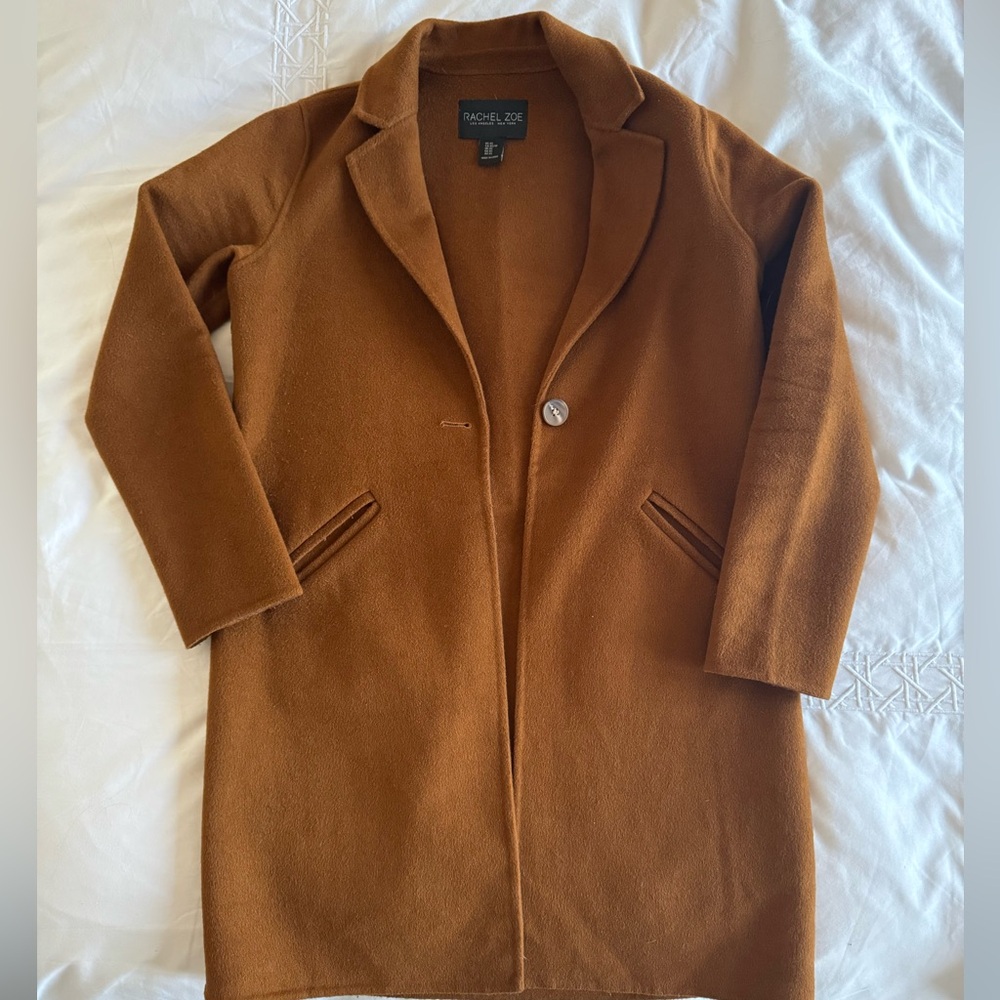 Rachel Zoe fawn carmel light weight wool pea coat